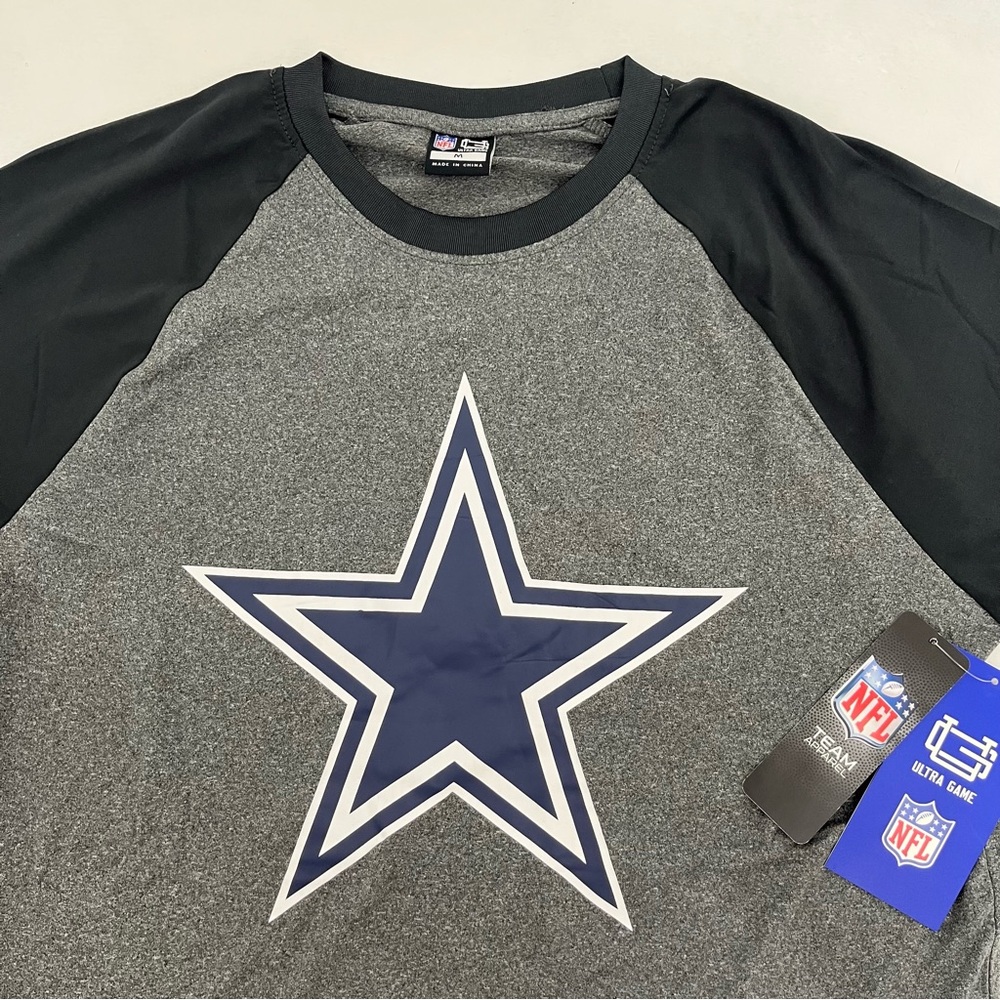 NFL Ultra Game Mens Medium T-Shirt Black Gray Dallas Cowboys Short Sleeve NWT - Picture 2 of 10